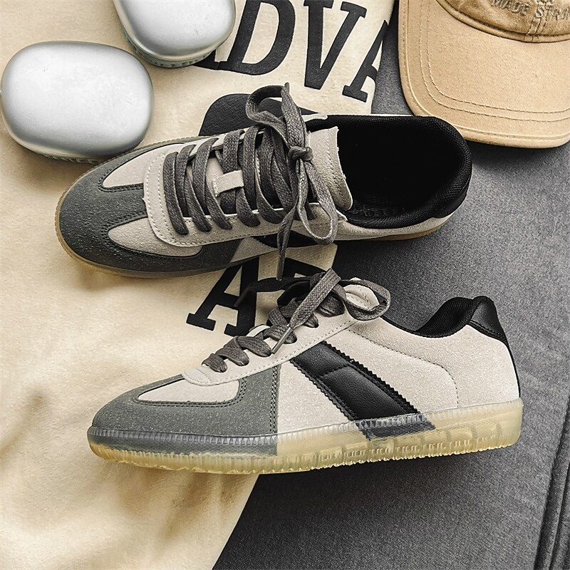 Men's Casual Suede Sneakers with Grey and Black Stripes, Comfortable Lace-up Design for Daily Wear and Sports Activities4