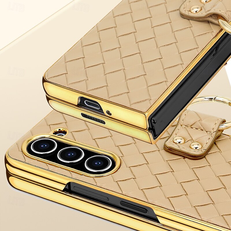 Phone Case For Samsung Galaxy Z Fold 6 Z Fold 5 Z Fold 4 Z Fold 3 Back Cover Ring Buckle Shockproof Retro PU Leather4