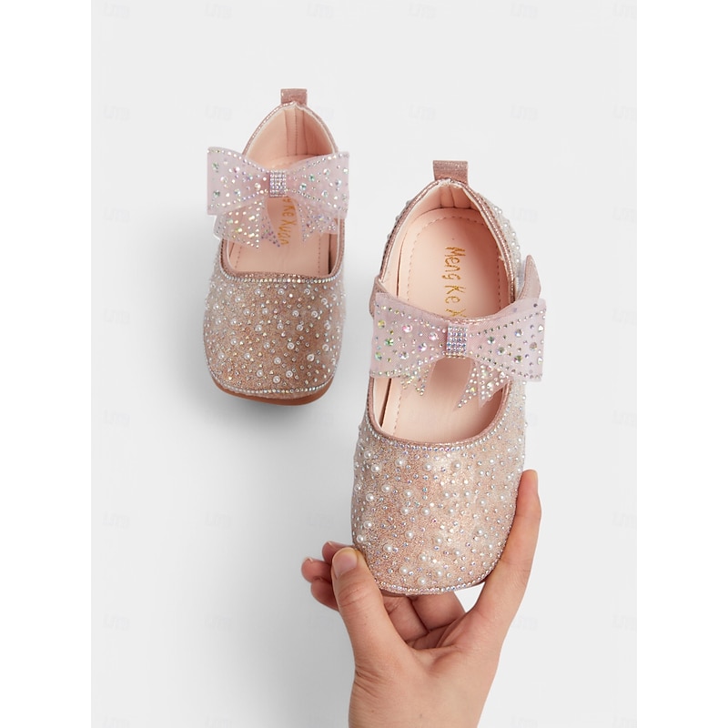 Pearl-Embellished Girls' Flats with Bow Detail – Elegant Wedding Shoes for Flower Girls4