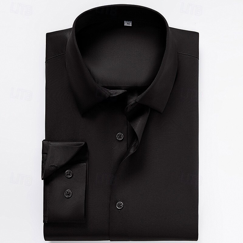 Men's Shirt Dress Shirt Button Up Shirt Plain Wedding Party Black White Wine Royal Blue Long Sleeve Lapel Spring Fall Clothing Apparel4