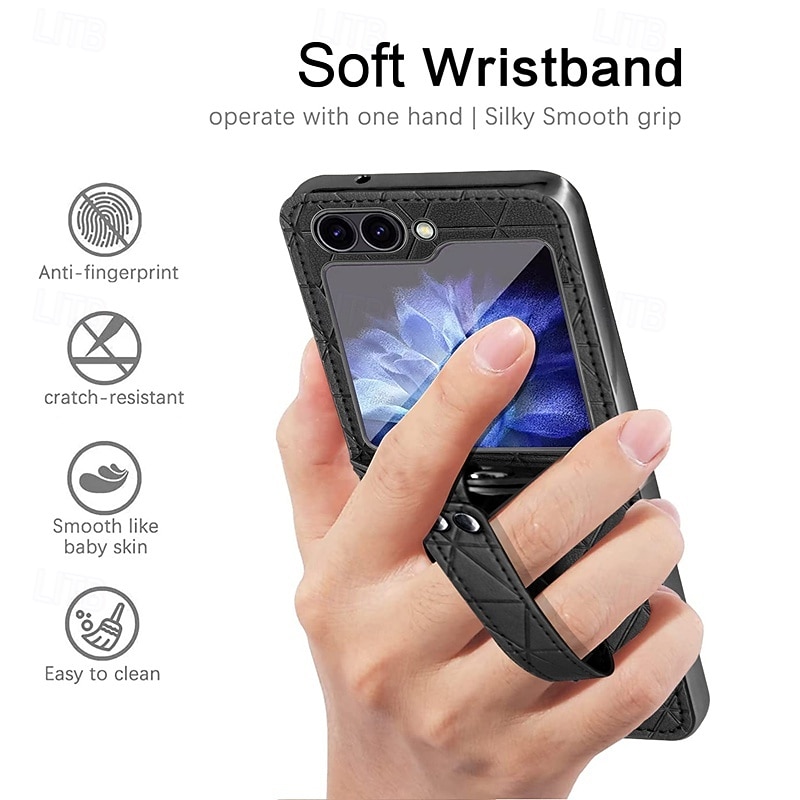 Phone Case For Samsung Galaxy Z Flip 6 Z Flip 5 Z Flip 4 Z Flip 3 Back Cover Shockproof Retro PU Leather2