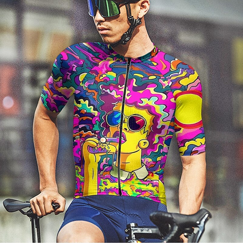 Men's Cycling Jersey Graphic Short Sleeve Bike Tee Tshirt Jersey with 3 Rear Pockets Mountain Bike MTB Quick Dry Anatomic Design Wicking Breathable Sports Purple Clothing Apparel2