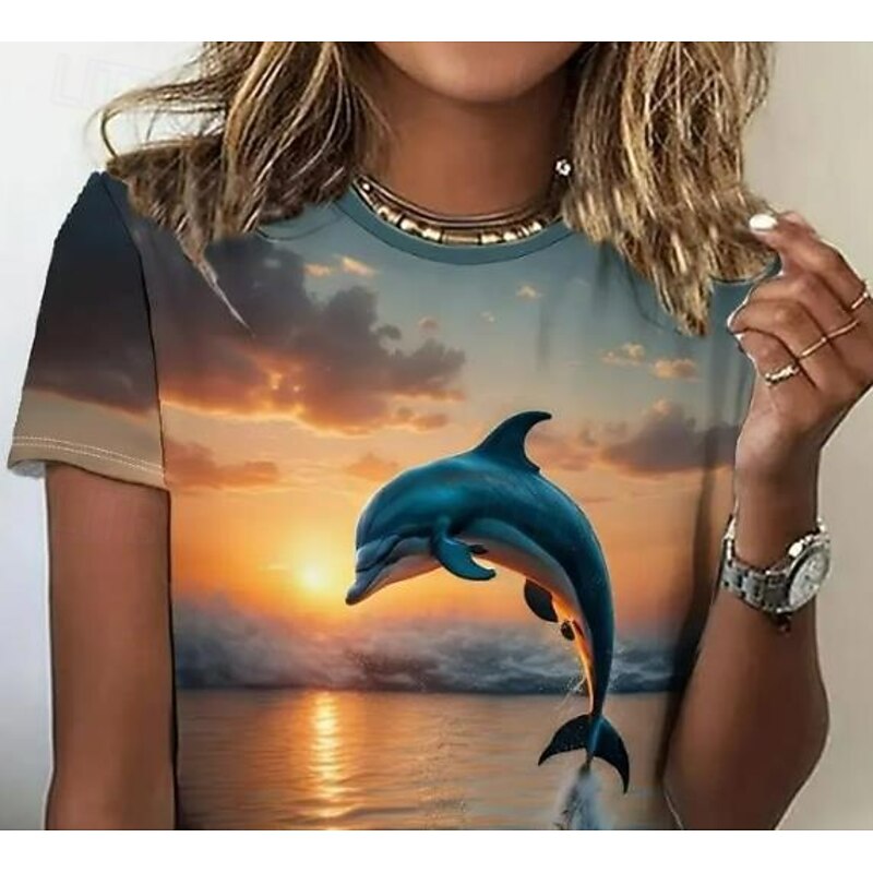 Women's T Shirt Rose Floral Graphic Elegant Vintage Fashion Short Sleeve Round Neck Regular Tops Daily Going out Weekend Print Light Brown Summer2