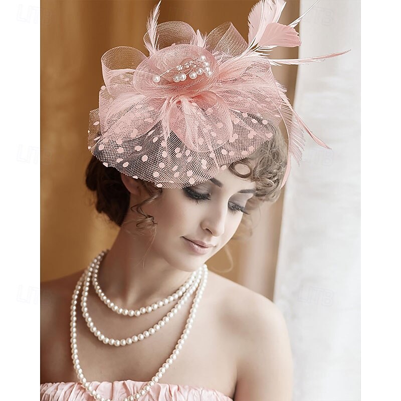 Fascinators Hat for Women Tea Party Feather Headband Mardi Gras Cocktail Hat Weddings3