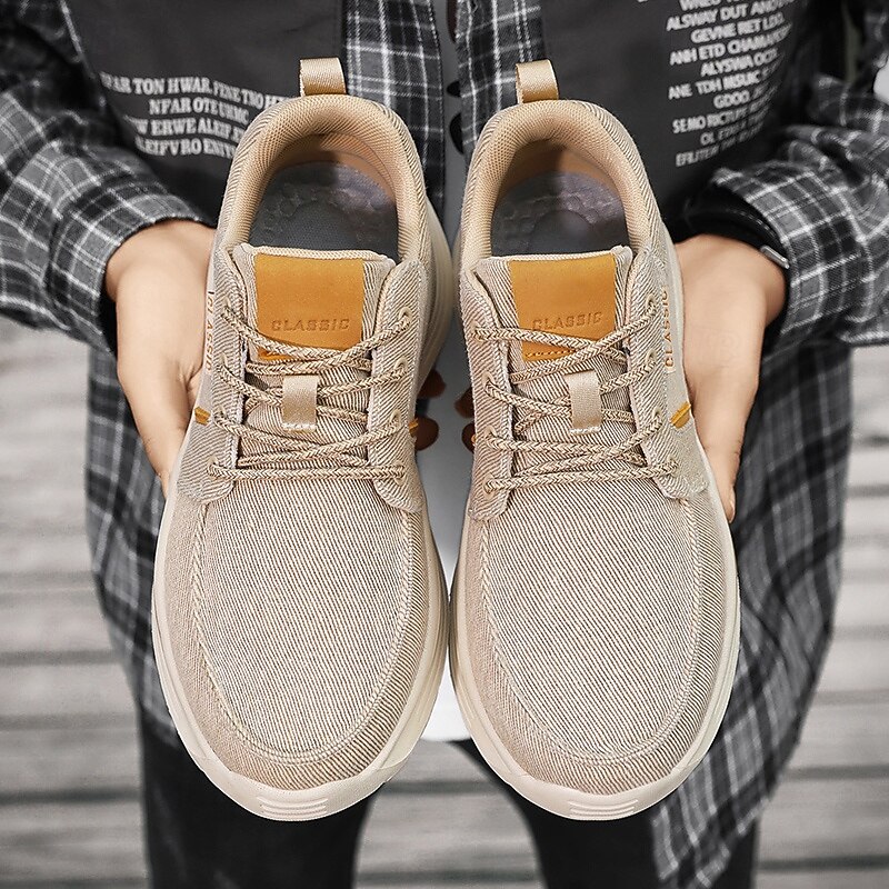 Men's Beige Sports Sneakers with Cushioned Sole and Breathable Fabric – Classic Casual Walking Shoes for Outdoor and Daily Wear4
