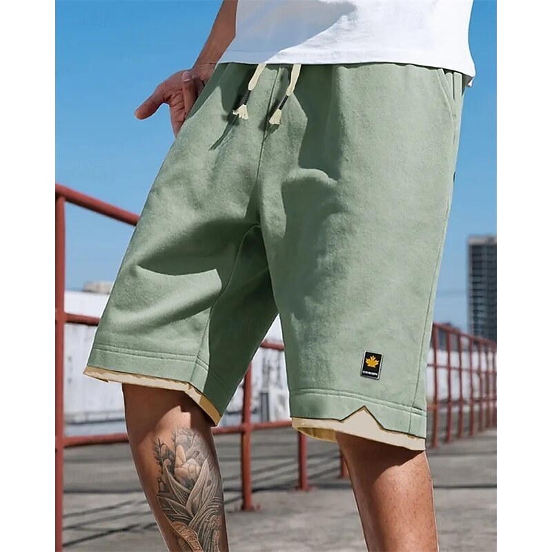 Men's Shorts Summer Shorts Casual Shorts Pocket Drawstring Elastic Waist Patchwork Comfort Breathable Short Outdoor Vacation Sport Casual Black Blue2