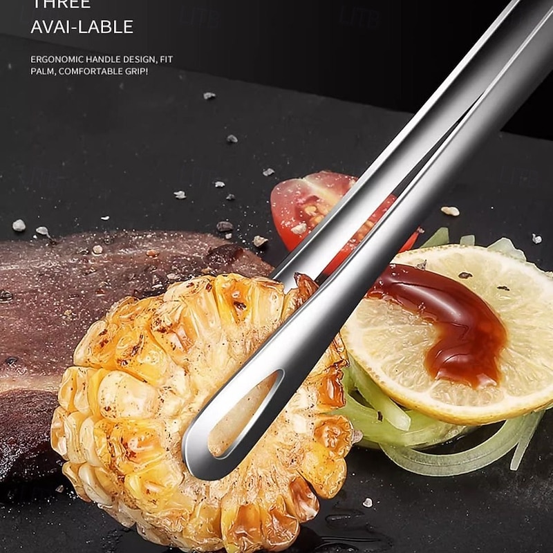 304 Stainless Steel Yakitori Grill Tongs - Japanese BBQ Rotating Lock Clip for Charcoal, Campfire & Teppanyaki | Non-Slip Teeth + Heat-Resistant Silicone Grip3