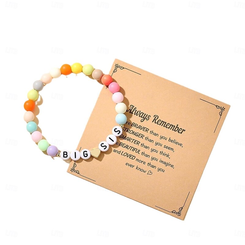 Multicolor BIG Sister Handmade Beads Letter Bracelets with Acrylic Hand Decoration2