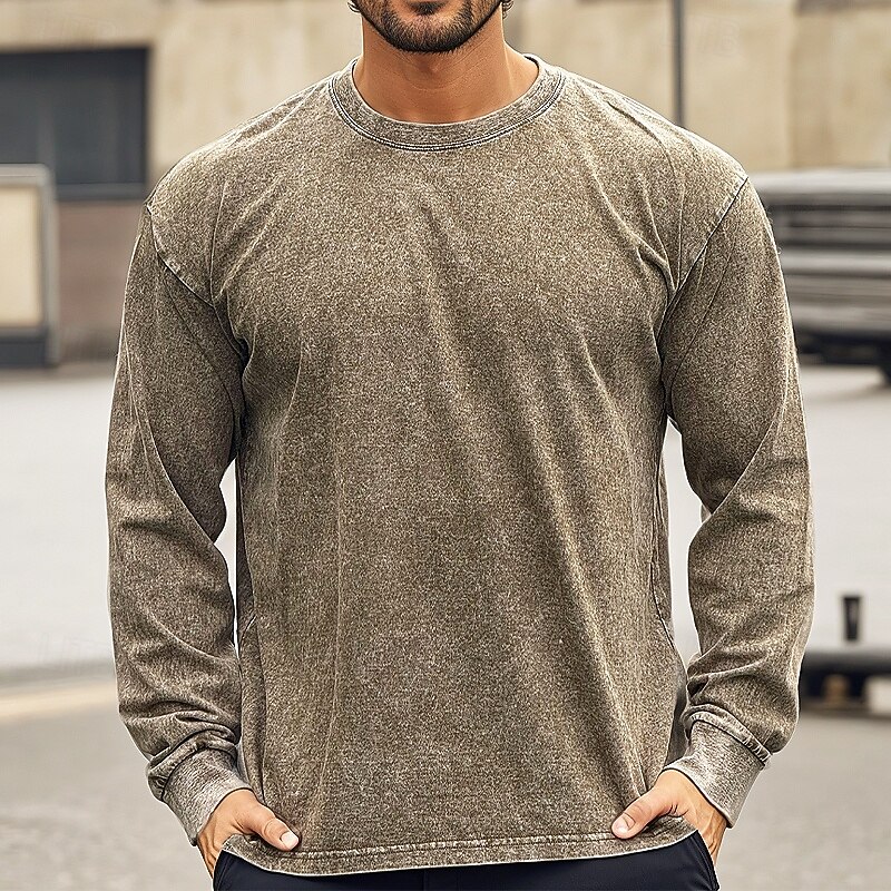 Men's Tank Top Gym Shirt Workout Shirts Athletic Shirts Crew Neck Long Sleeve Outdoor Daily Gym Sweat wicking Breathable Solid Color Black Light Grey Activewear Casual Athleisure