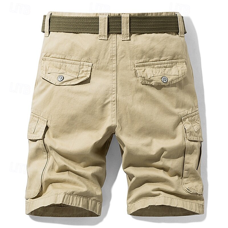 Men's Cargo Shorts Shorts Bermuda shorts Multi Pocket Straight Leg Plain Breathable Moisture Wicking Knee Length Outdoor Casual Camping & Hiking Fashion Streetwear Black Navy Blue Micro-elastic4