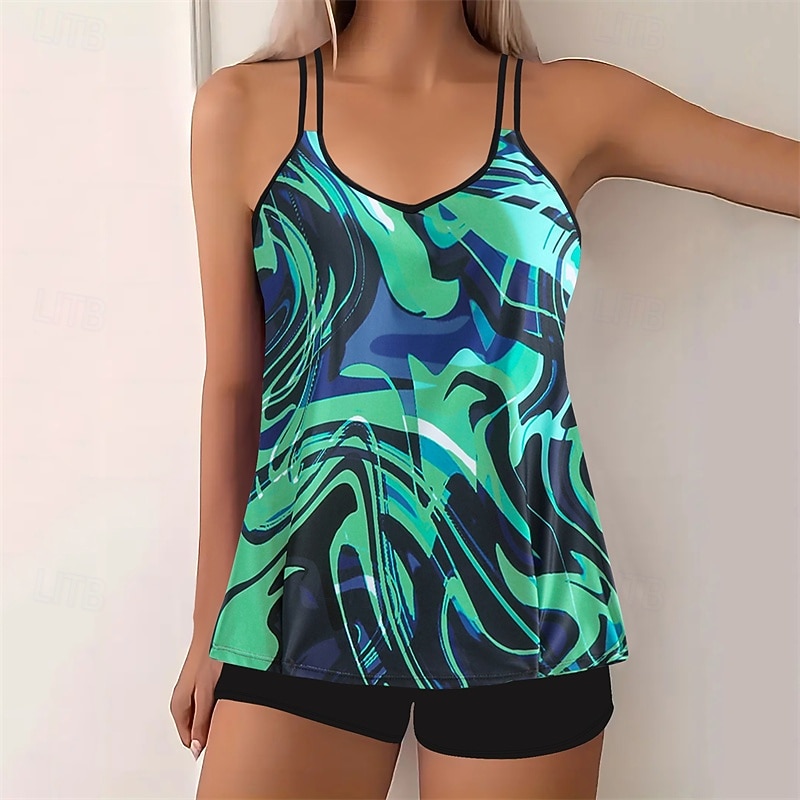 Women's Tankini Two Piece Swimsuit Racerback Swimwear Swimwear Sky Blue Purple Breathable Quick Dry Lightweight Sleeveless - Swimming Surfing Beach Summer Spring4