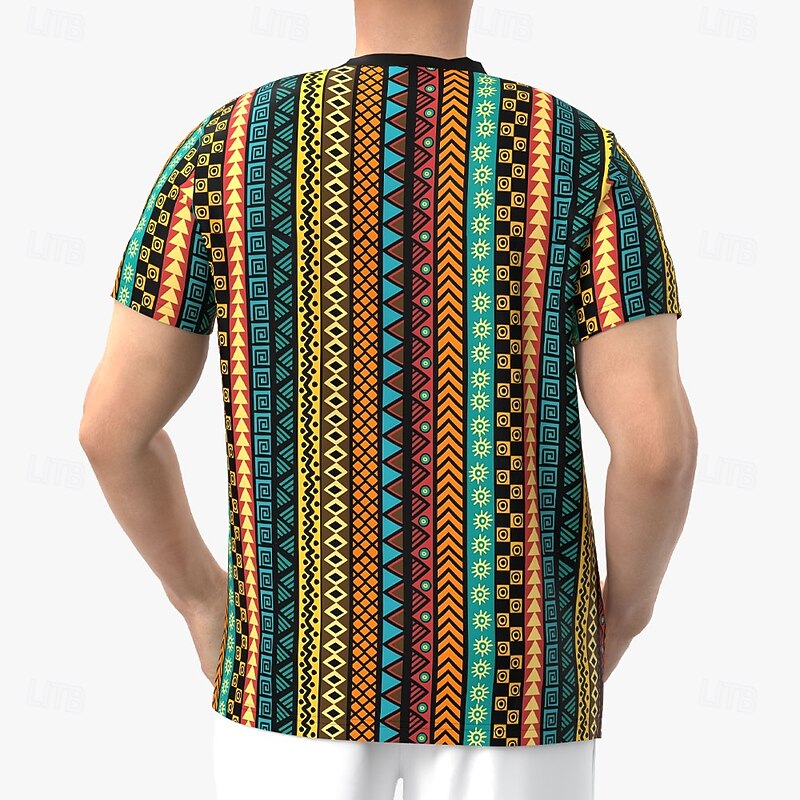 Men's Tribal T Shirt Short Sleeve T shirt 3D Print Crew Neck Shirt Fashion Ethnic Street Daily Brown Summer Spring Clothing Apparel S M L XL XXL XXXL2