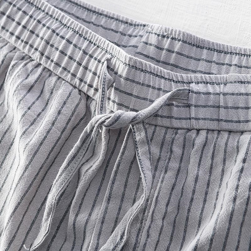Men's Trousers Casual Pants Pocket Drawstring Elastic Waist Stripe Comfort Breathable Vacation Daily Holiday Fashion Streetwear Black White2