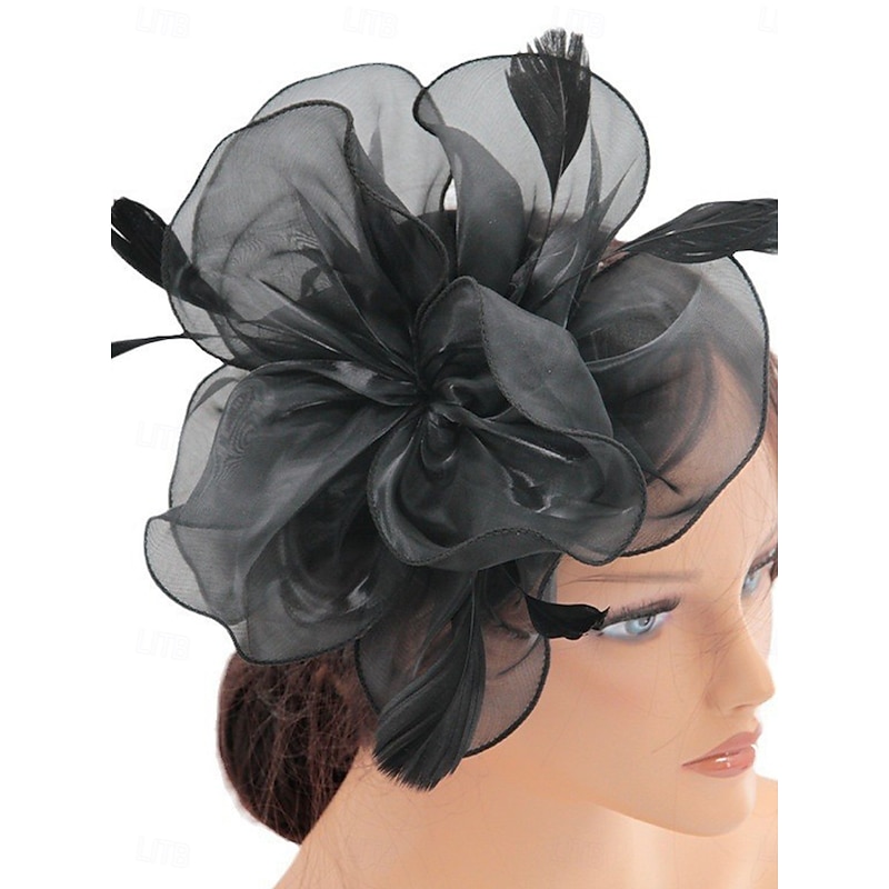 Headdress Tulle Wedding Elegant Vintage With Feather Tulle Headpiece Headwear Fascinators Race Day Dress