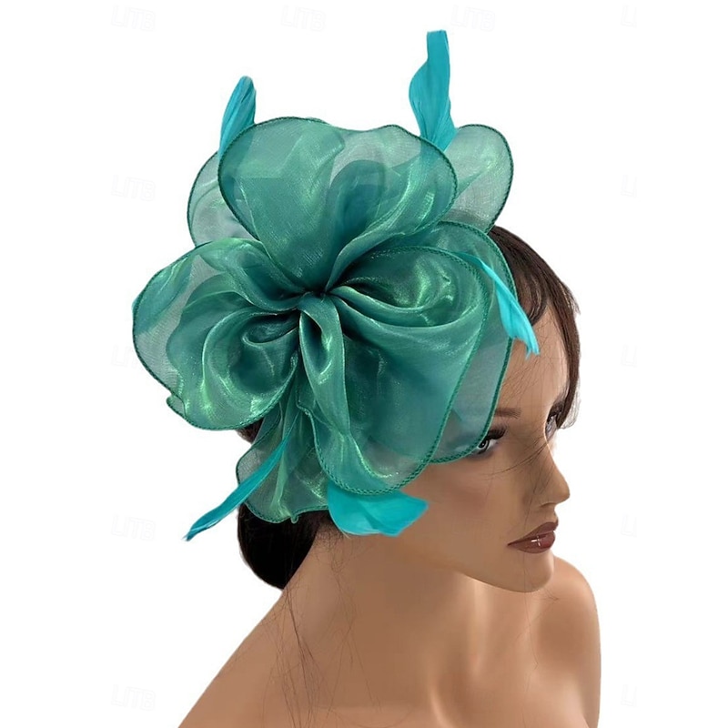 Headdress Tulle Wedding Elegant Vintage With Feather Tulle Headpiece Headwear Fascinators Race Day Dress2