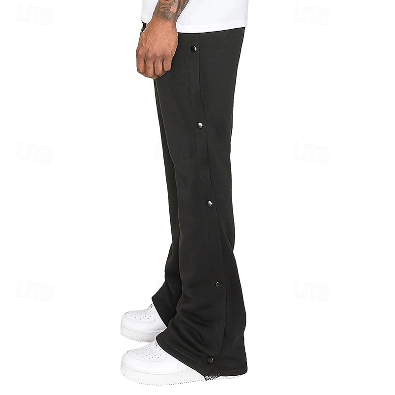 Men's Athletic Pants Sweatpants Tear Away Pants Flared Pants Trousers Pocket Drawstring Elastic Waist Patchwork Graphic Prints Comfort Sports Outdoor Daily Fashion Casual Black Gray Micro-elastic3