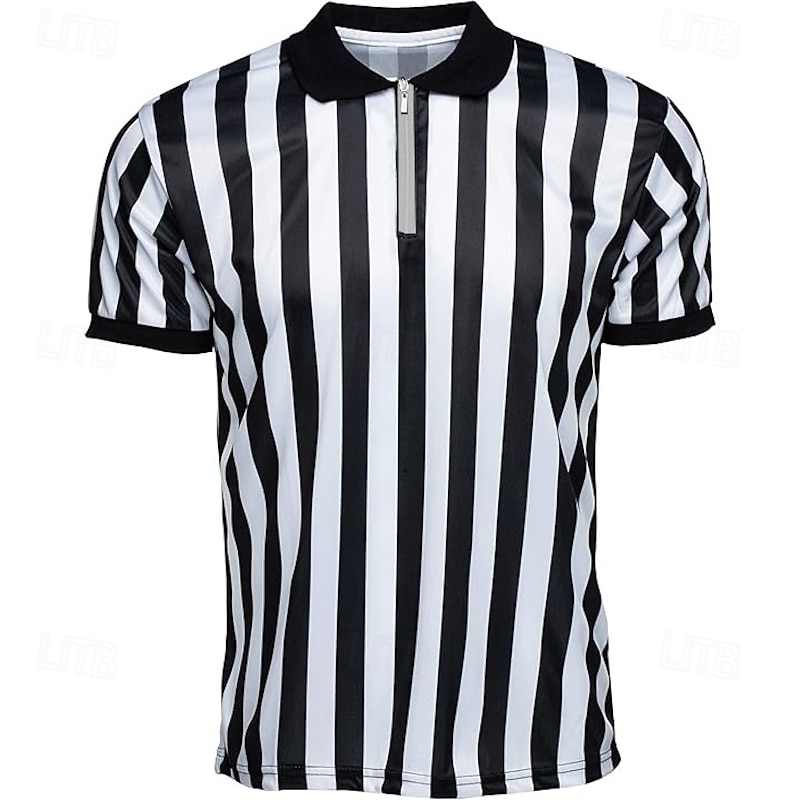 Men's Referee Shirt Collared | Official Mens Ref Shirt Jersey Short Sleeve - Football Halloween Costume