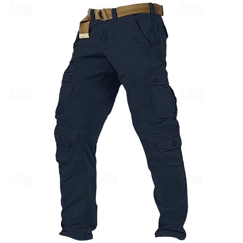 Men's Cargo Pants Cargo Trousers Work Pants Hiking Pants Straight Leg 8 Pocket Plain Moisture Wicking Wearable Full Length Outdoor Daily Camping & Hiking Fashion Streetwear Army Yellow Black3