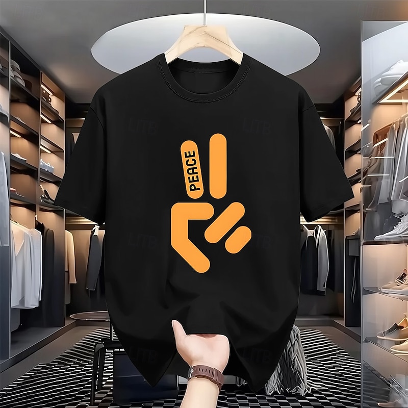 Men's Peace T Shirt 100% Cotton Short Sleeve Graphic Shirt Heather Gray Black White Comfortable Tee Street Fashion Designer Clothing4