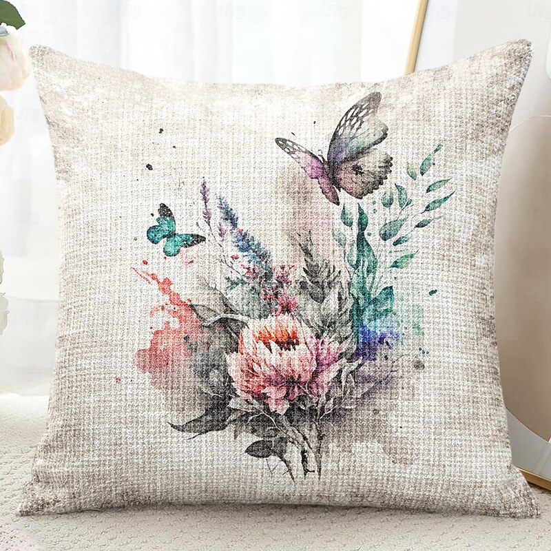 Rustic Floral Decorative Toss Pillows Cover 1PC Soft Square Couch Cushion Case Pillowcase for Bedroom Livingroom Sofa Chair3