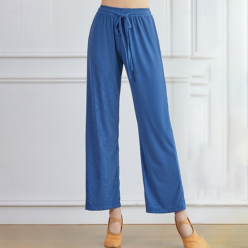 Activewear Pants Cinch Cord Pure Color Splicing Women's Performance Training High Polyester