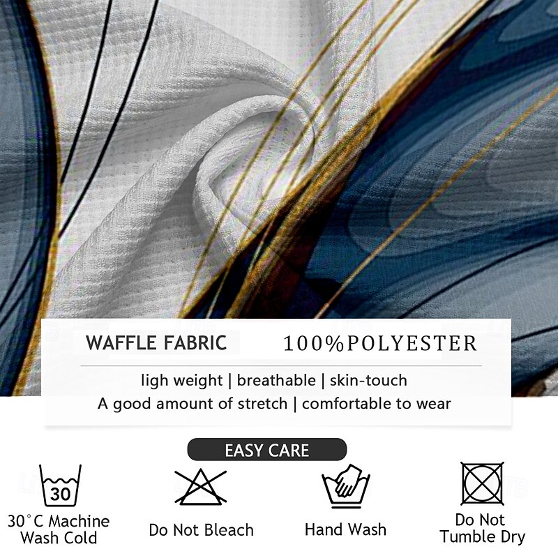 Men's Geometic Line Waffle Polo Shirts Golf Shirt Short Sleeve Polo Shirts Collared Shirts Business Casual Outdoor Dailywear Athleisure Buttons 3D Print Summer White3