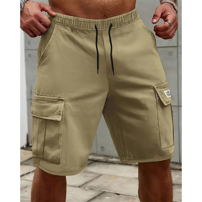 Men's Cargo Shorts Shorts Summer Shorts Drawstring Elastic Waist Multi Pocket Plain Comfort Wearable Short Outdoor Sport Daily Fashion Casual Khaki Gray