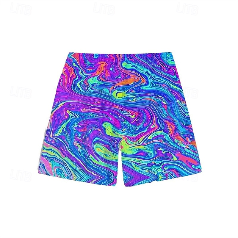 Men's Swim Trunks Swim Shorts 4-Way Stretch Fabric Board Shorts Bottoms Drawstring with Pockets Swimming Surfing Beach Water Sports Printed Summer Spring3