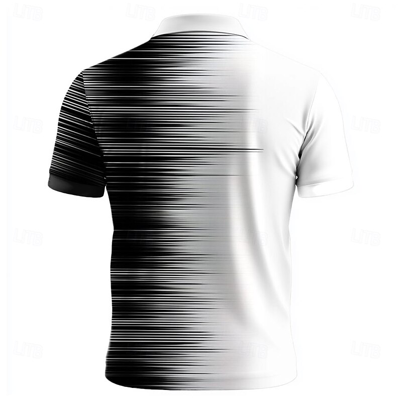 Men's Geometic Line Polo Short Sleeve Polo Shirts Collared Shirts Casual School Outdoor Daily Wear Home Wear 3D Print Summer Black2