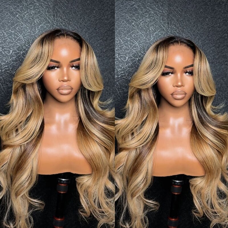 Human Hair 5x5 Closure 13x4 Lace Front Wig Layered Haircut Brazilian Hair Wavy Multi-color Wig 130% 150% Density Ombre Hair Highlighted / Balayage Hair Glueless Pre-Plucked For Women Long Human Hair3