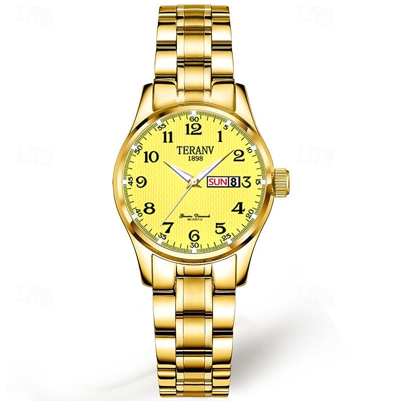 A New Digital Circular Dial Women'S Business Watch Ipx7 Waterproof Luminous Calendar Week Display Alloy Strap Multi-Functional Fashion Trend Quartz Watch Suitable For Travel Leisure Women'S Watch4