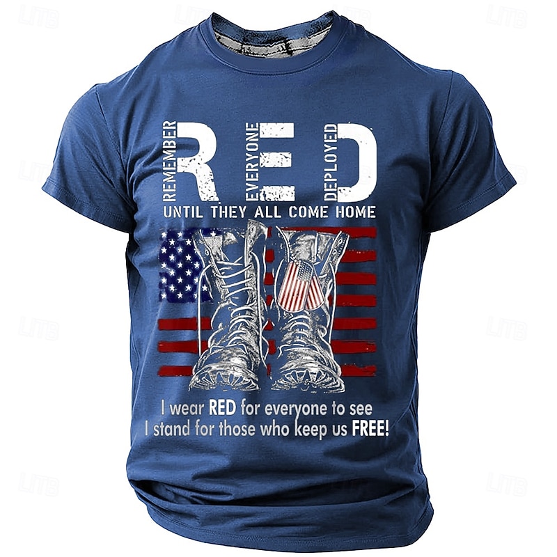 Veterans Day Men's Patriot Patriotic Veteran Veterans T Shirt Short Sleeve T shirt 3D Print Crew Neck Shirt Fashion Daily Street Daily Black Blue Green Summer Spring Clothing Apparel S M L XL XXL