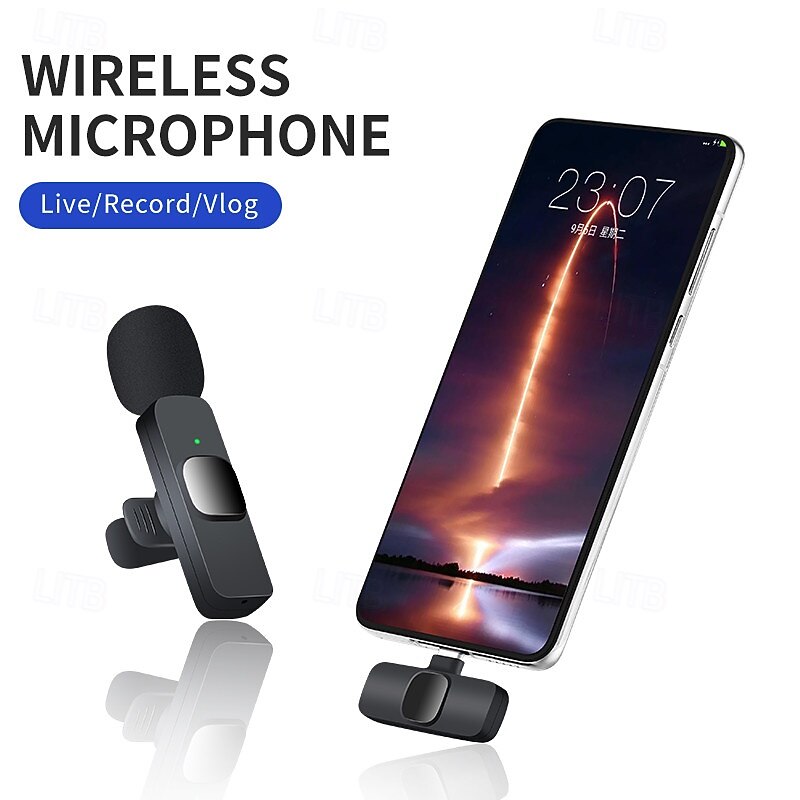 2.4G Wireless Lavalier Microphone Video Shooting Live Microphone Portable Audio Video Recording Mini Mic for IOS Android2