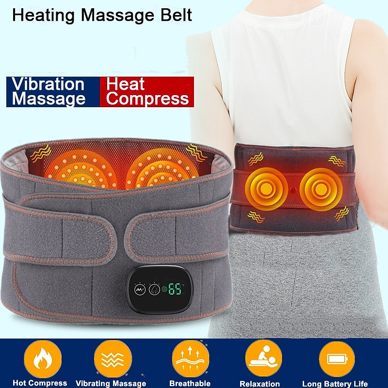 Electric Heating Waist Massage Belt Back Support Massage Belt Far Infrared Vibration Hot Compress Lumbar Brace Therapy Massager