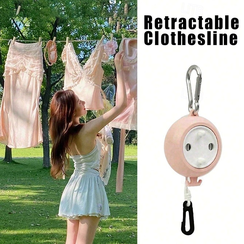 1 pcs  Durable And Portable 26ft Travel Clothesline For Camping And Outdoor ActivitiesPortable Retractable ClotheslineClothes Drying Line For Camping And Travel - Lightweight And Compact - Easy To S
