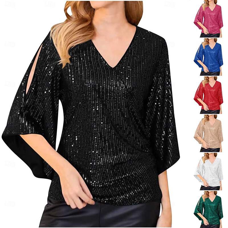 Retro Vintage Roaring 20s 1920s Shirt The Great Gatsby Sequins Fancy Dress Women's Halloween Masquerade Wedding Wedding Guest Event / Party Adults' Top