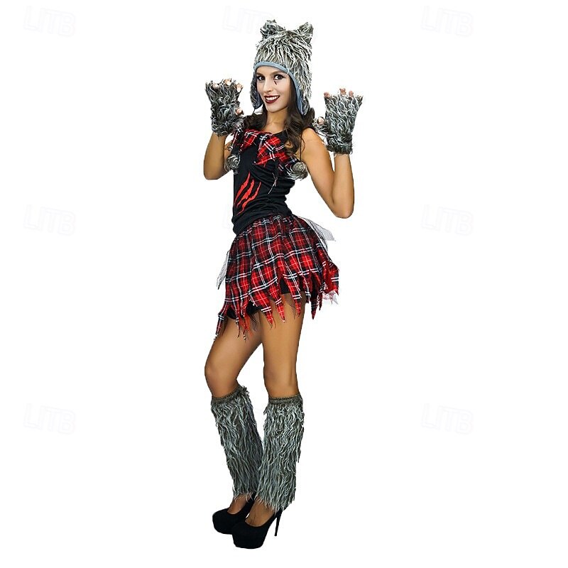 Werewolf Halloween Cosplay Costume Dress Up Adults' Women's Halloween Masquerade Party Bachelorette Party Easy Halloween Costumes Dress Up2