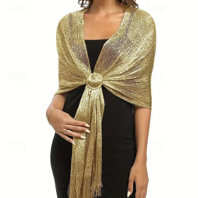 Sparkling Metallic Shawls and Wraps with Buckle,for Evening Dresses Party Wedding Bride Bridesmaid 2025 - $18.99