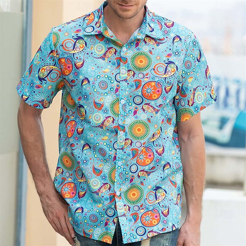 Retro Vintage 1970s Shirt Aloha Shirt Hippie Bohemian Fancy Dress Men's Vacation Party Pride Parade Adults' Shirt
