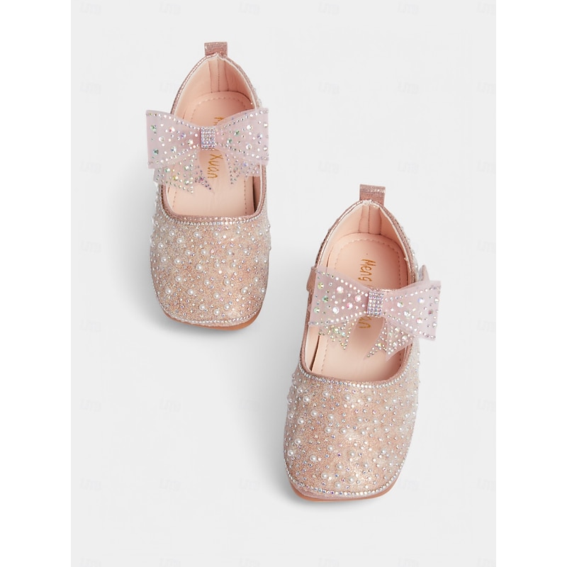 Pearl-Embellished Girls' Flats with Bow Detail – Elegant Wedding Shoes for Flower Girls2
