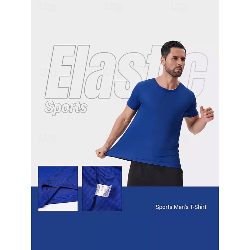 Men's Tee Short Sleeve Shirt Tee Top Short Sleeve Crewneck Spring &  Fall Solid / Plain Color Fashion Designer Quick Dry Vacation Street Going out Black White Yellow Top Tee for Men2