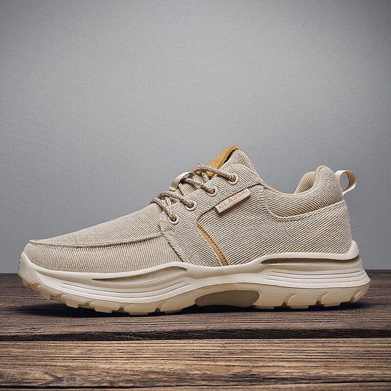 Men's Beige Sports Sneakers with Cushioned Sole and Breathable Fabric – Classic Casual Walking Shoes for Outdoor and Daily Wear3