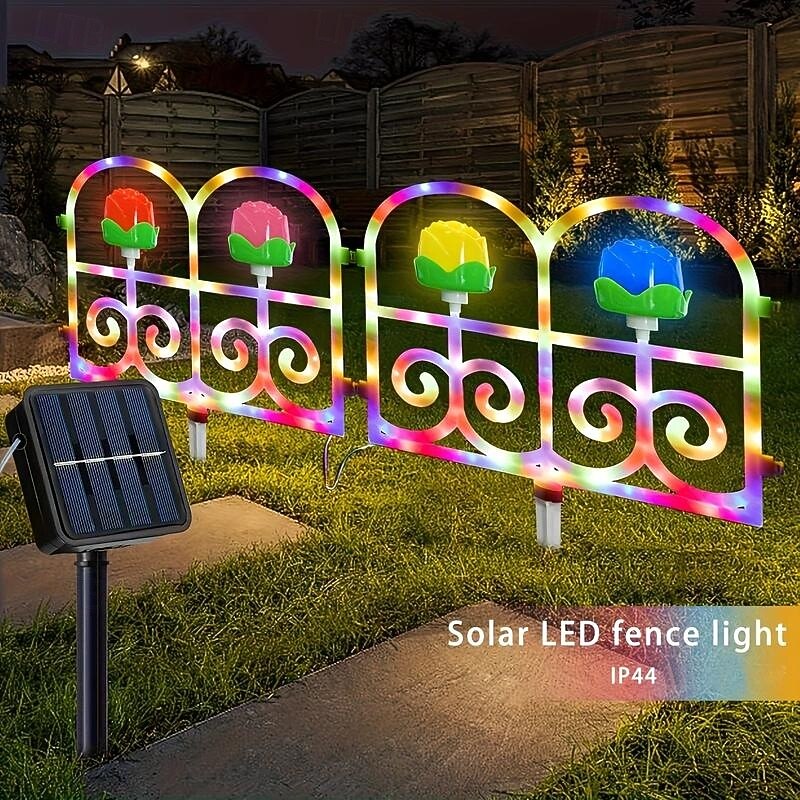 1 Pc Outdoor Solar Flower Shaped Garden Fence Tree Fence New Product Courtyard Garden Lawn Wedding Festival Atmosphere Decoration Lighting Fence2