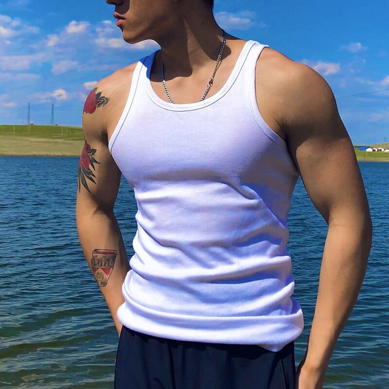 Men's Tank Top Vest Top Undershirt Sleeveless Shirt Sleeveless U Neck Spring & Summer Plain Fashion Designer Vacation Street Going out Black White Top Tee for Men