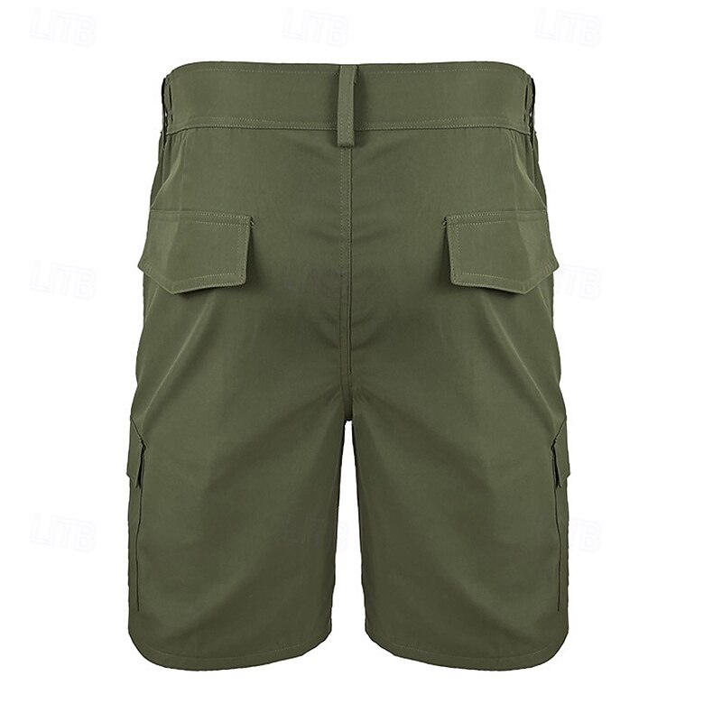 Men's Cargo Shorts Shorts Bermuda shorts Elastic Waist Multi Pocket Straight Leg Plain Comfort Breathable Knee Length Outdoor Casual Running Sports Fashion Black Navy Blue Micro-elastic4