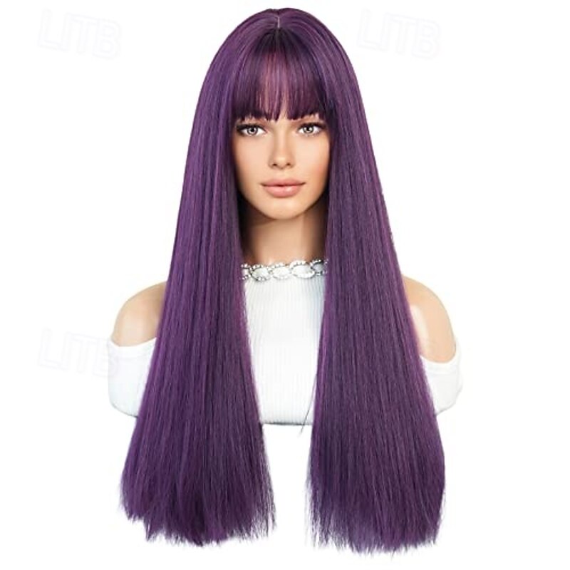 Wig With Bang For Women Long Straight  Wig Synthetic Wig For Girl Emo Cosplay And Daily Use2