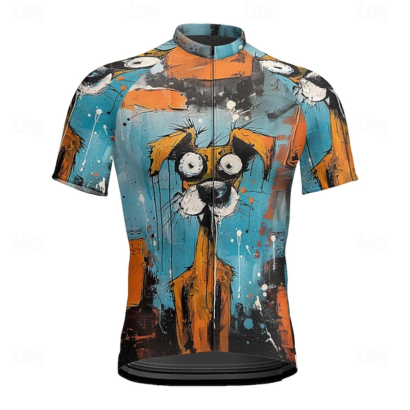 Men's Cycling Jersey Dog Short Sleeve Bike Tee Tshirt Jersey with 3 Rear Pockets Mountain Bike MTB Quick Dry Anatomic Design Wicking Breathable Sports Blue Clothing Apparel4