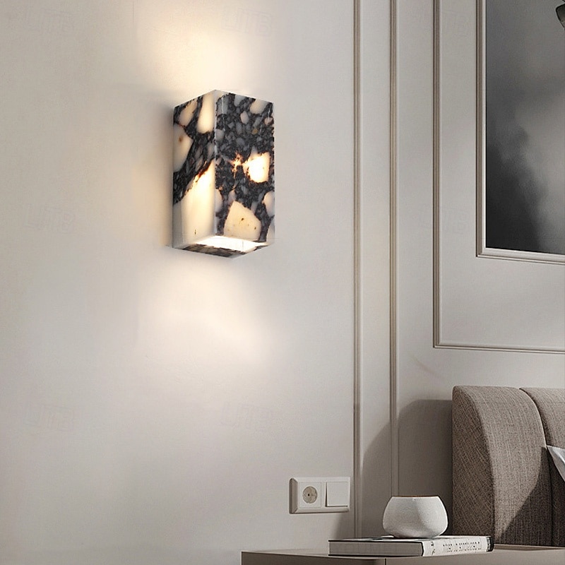 Wabi-Sabi Waterproof Natural Purple Marble Wall Lamp for Bedroom Hallway Entranceway4