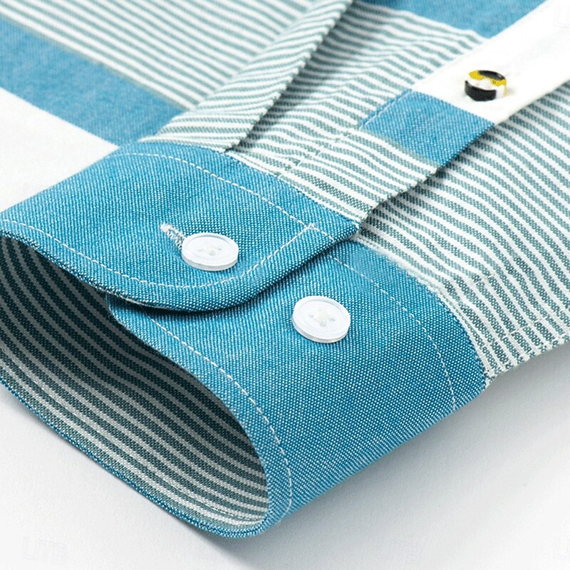 Men's Oxford Shirt Light Khaki Light Grey Dark Grey Blue White Long Sleeve Color Block Button Down Collar School Wedding Color Block Clothing Apparel Neutral Fashion Daily3