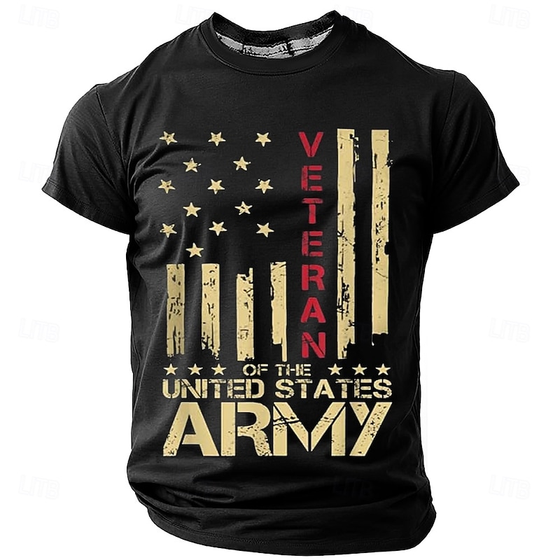 Veterans Day Men's Patriot Patriotic Veteran American US Flag Veterans T Shirt Short Sleeve T shirt 3D Print Crew Neck Shirt Daily Military Street Daily Black Blue Green Summer Spring Clothing